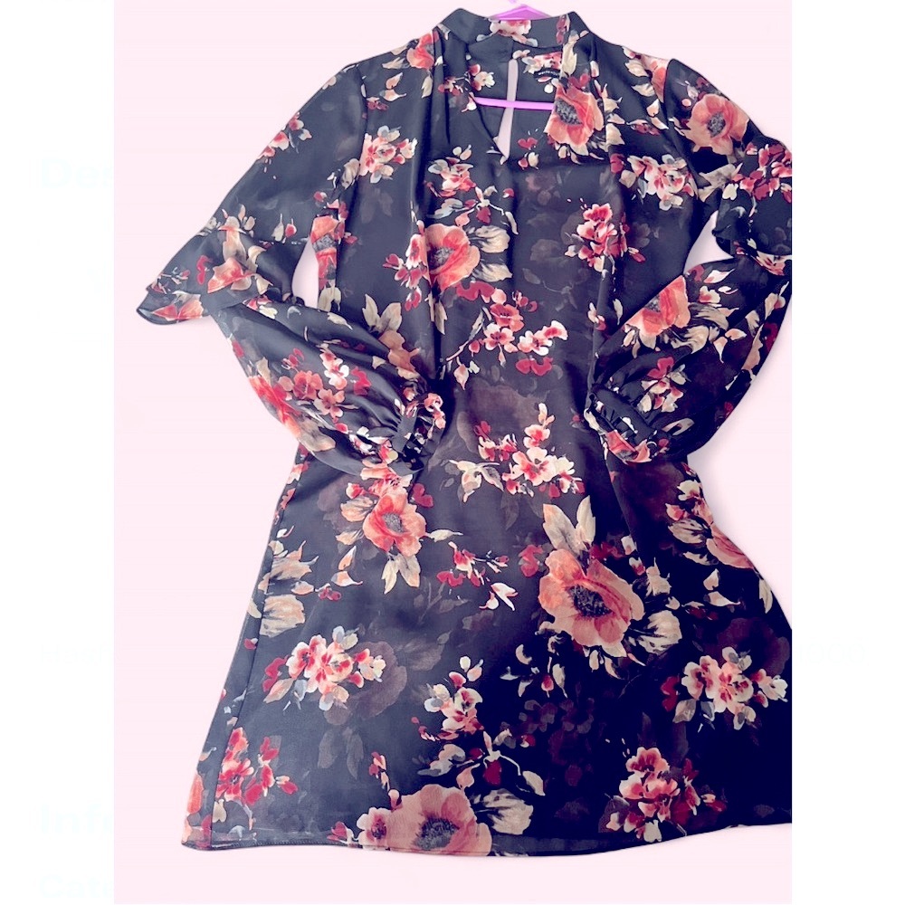 White House Black Market Black Floral Dress